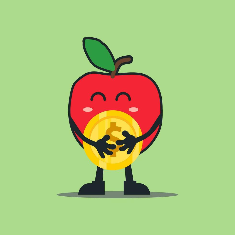vetor maçã mascote desenho animado personagem