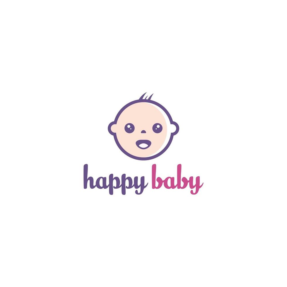 logotipo de bebê feliz com cara de bebê feliz vetor