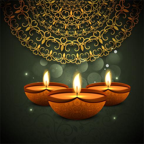 Feliz diwali diya óleo lâmpada festival fundo ilustração vetor