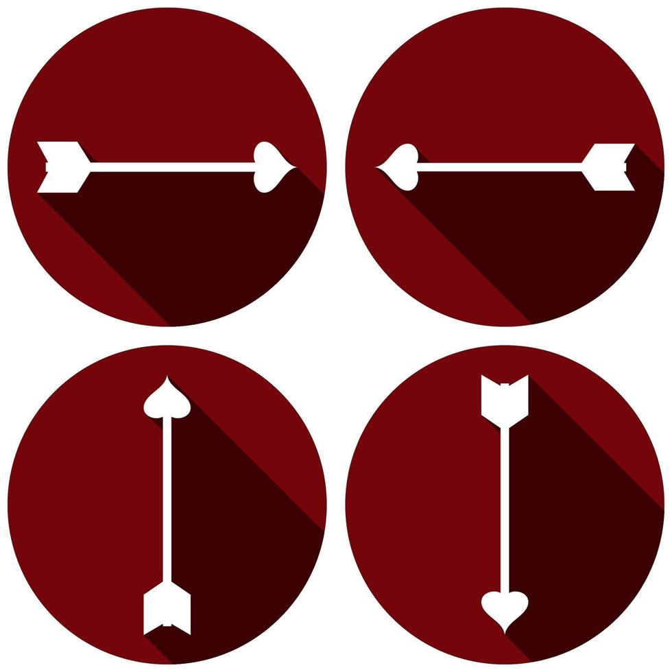 conjunto de ícones planos de setas para o dia dos namorados vetor