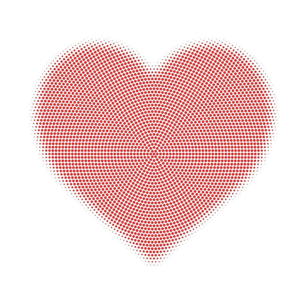 elemento de design de forma de vetor simples coração vermelho meio-tom