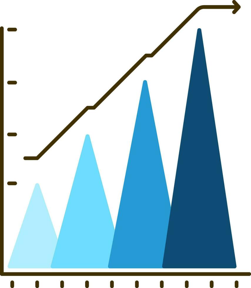 triângulo Barra gráfico com seta ícone dentro Preto e azul cor. vetor