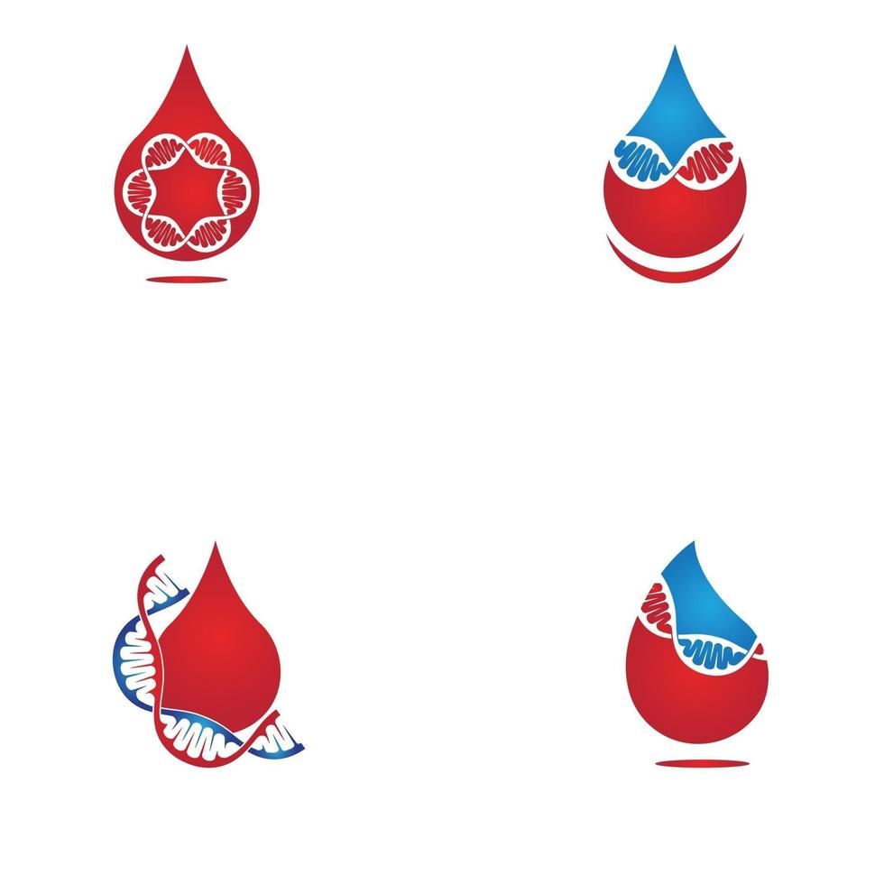logotipo de sinal de ícone genético de DNA de sangue vetor