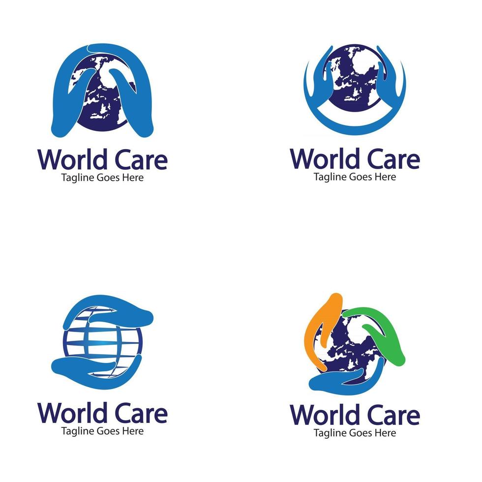 vetor de design de modelo de logotipo de cuidado mundial
