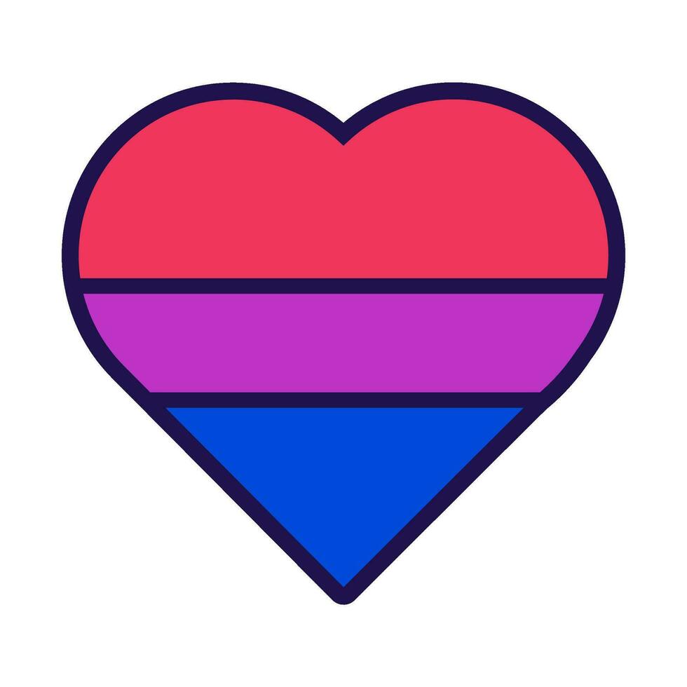 esboço bandeira coração bissexual orgulho ícone vetor