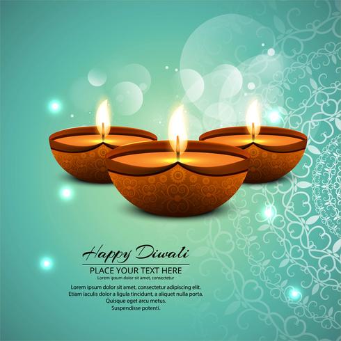 Feliz diwali diya óleo lâmpada festival fundo ilustração vetor