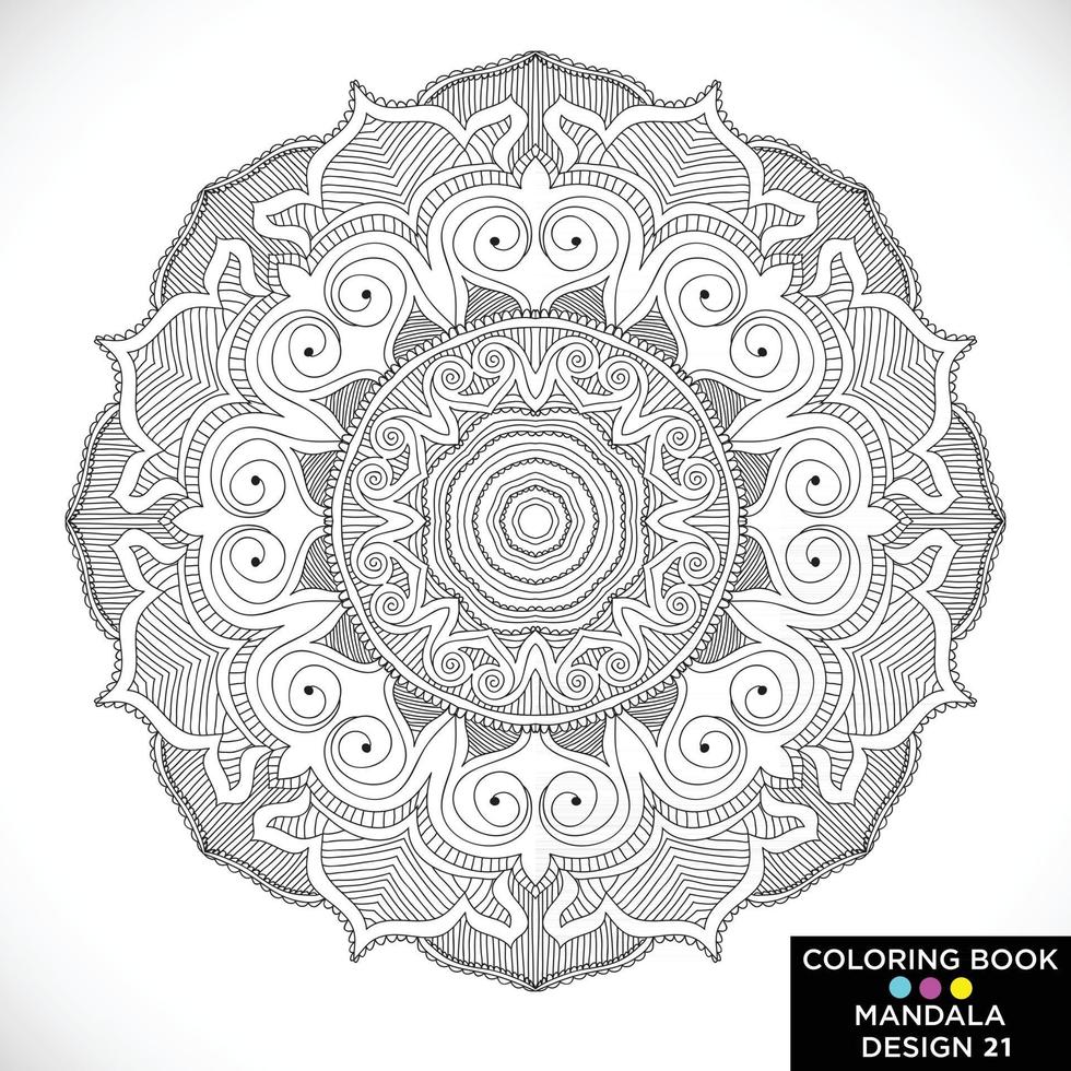 mandala redondo ornamento floral isolado no fundo branco elemento de design decorativo contorno preto e branco ilustração vetorial para livro de colorir impressão na camiseta e outros itens vetor