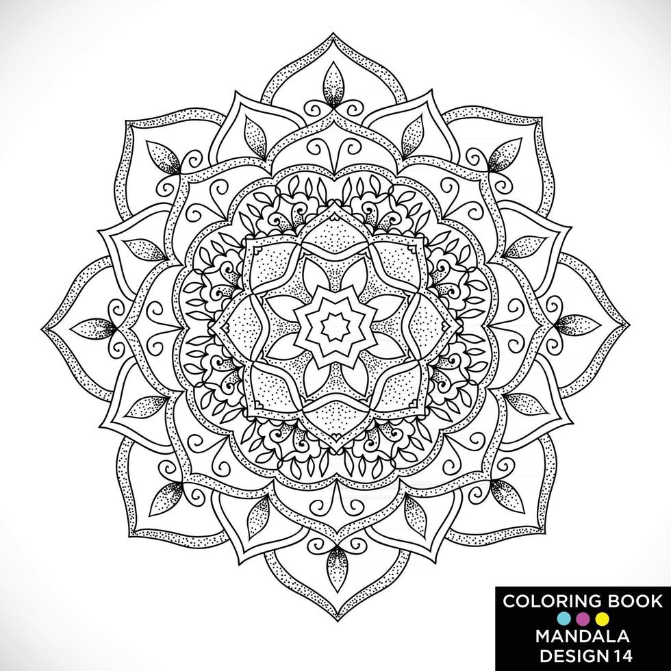 mandala redondo ornamento floral isolado no fundo branco elemento de design decorativo contorno preto e branco ilustração vetorial para livro de colorir impressão na camiseta e outros itens vetor