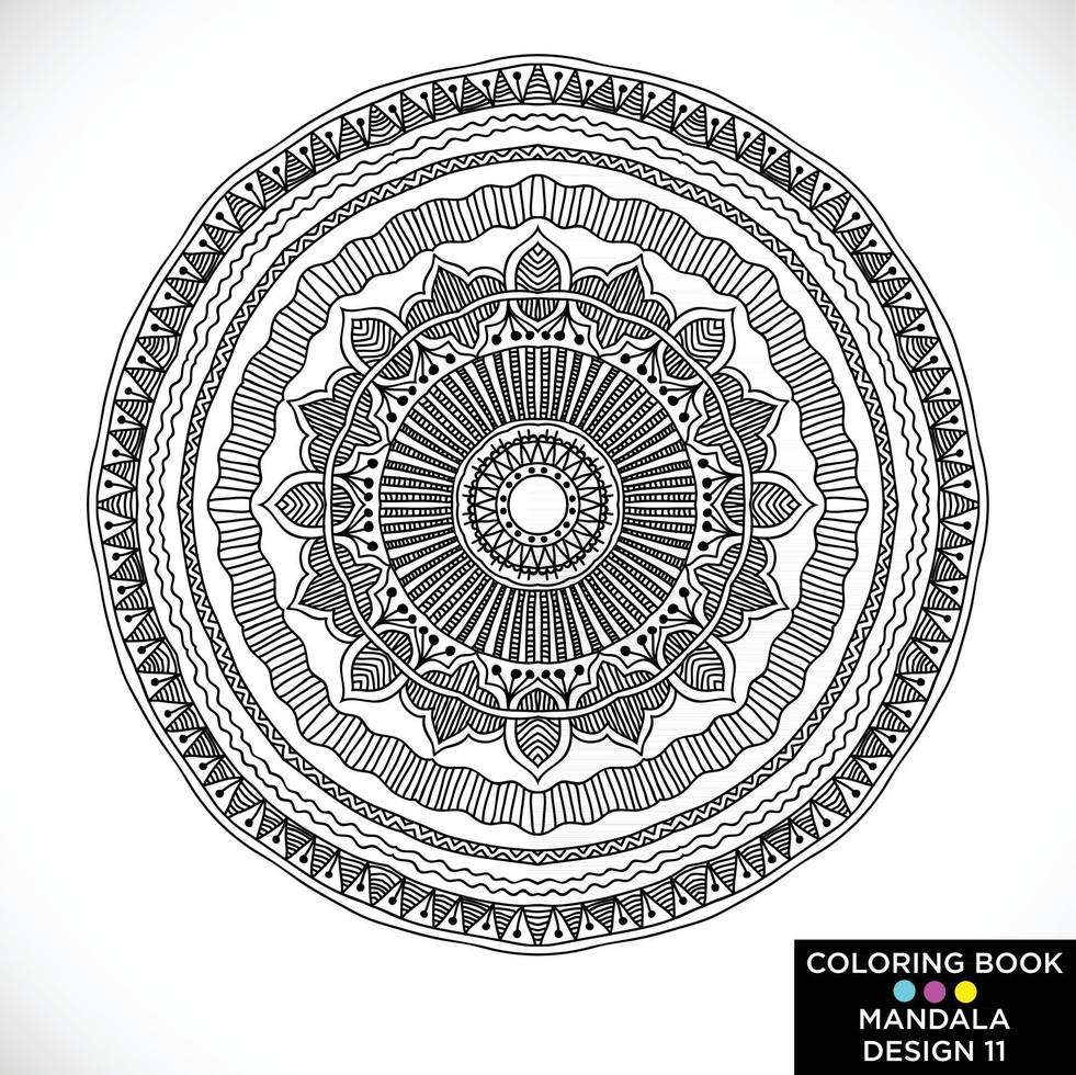 mandala redondo ornamento floral isolado no fundo branco elemento de design decorativo contorno preto e branco ilustração vetorial para livro de colorir impressão na camiseta e outros itens vetor