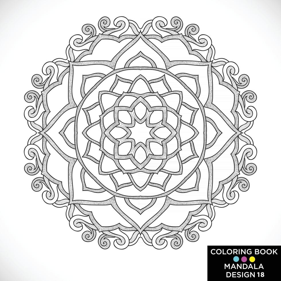 mandala redondo ornamento floral isolado no fundo branco elemento de design decorativo contorno preto e branco ilustração vetorial para livro de colorir impressão na camiseta e outros itens vetor