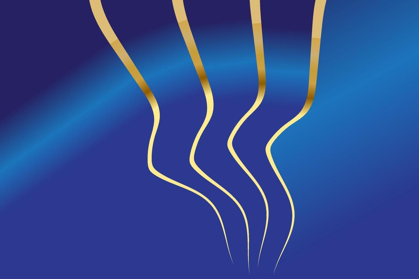 fundo luxuoso azul moderno com linhas onduladas douradas vetor