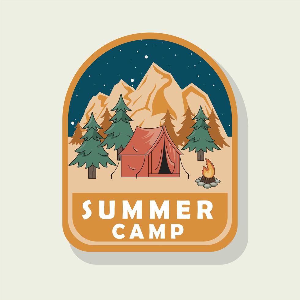 patch de acampamento de verão vetor