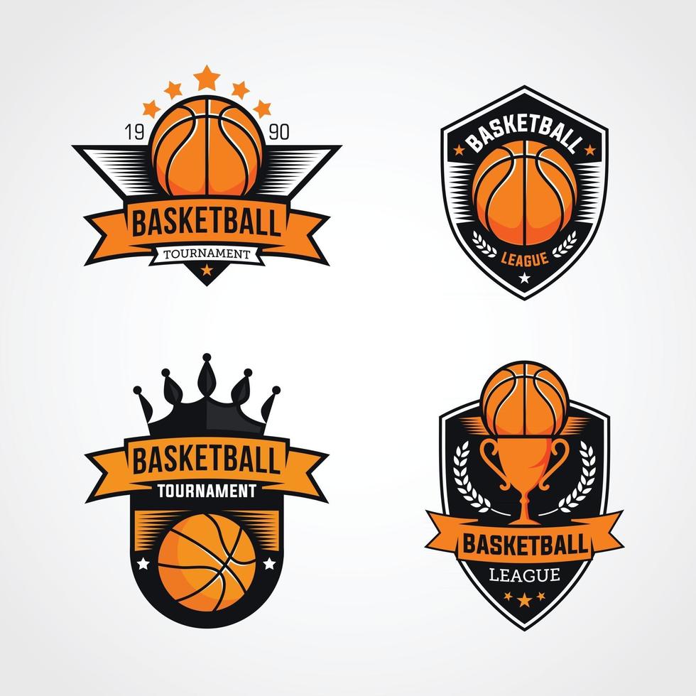 design de emblemas do logotipo do campeonato de basquete vetor