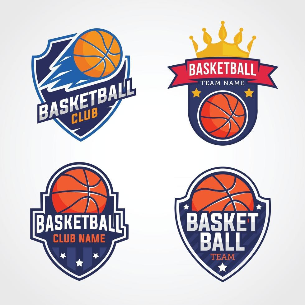 conjunto de design de emblemas de logotipo de basquete vetor