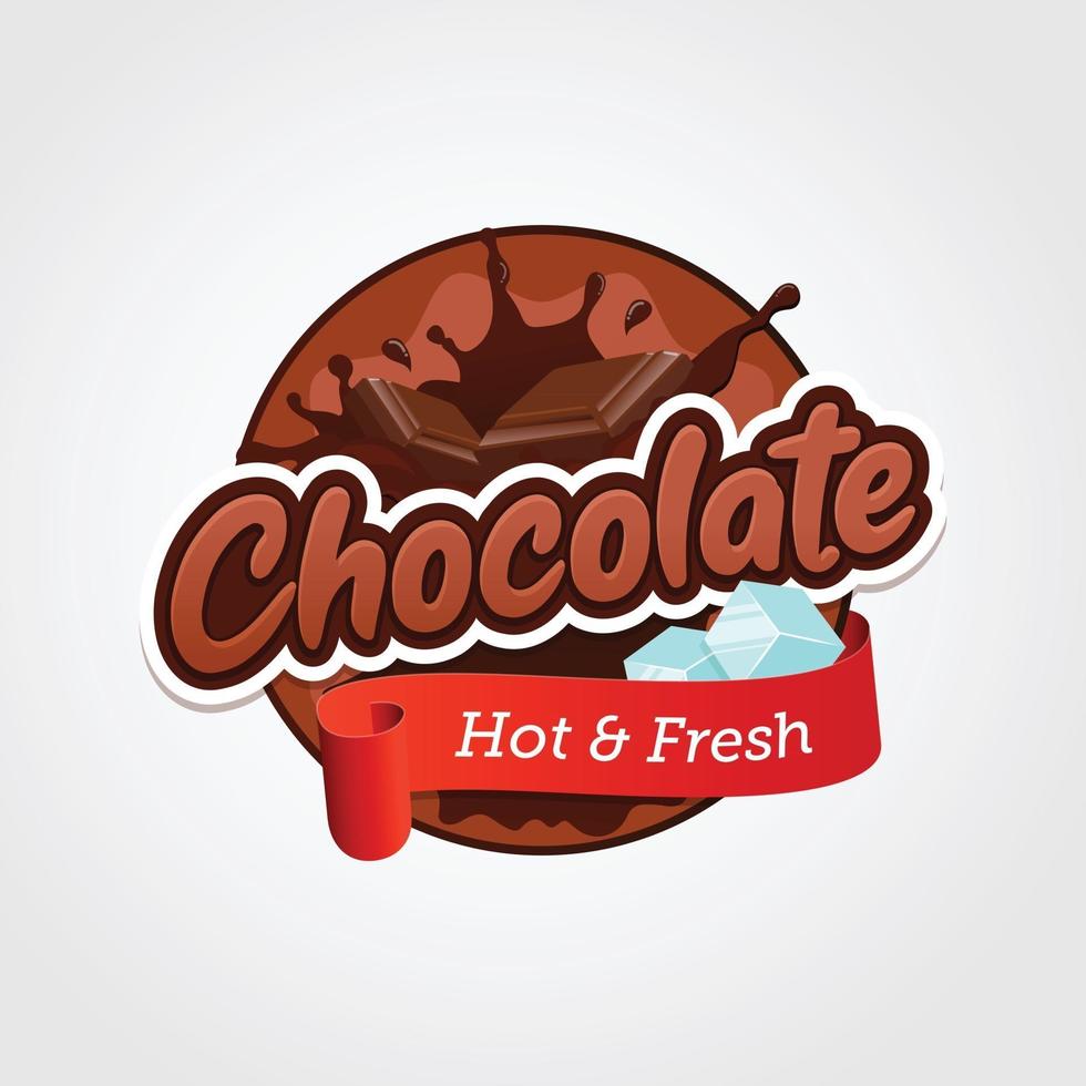 Projeto do vetor do emblema do rótulo de bebidas de chocolate