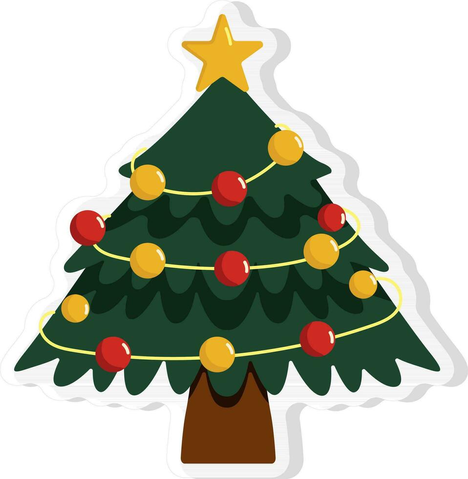 desenho animado estilo vetor ilustração do decorado Natal árvore dentro verde cor.