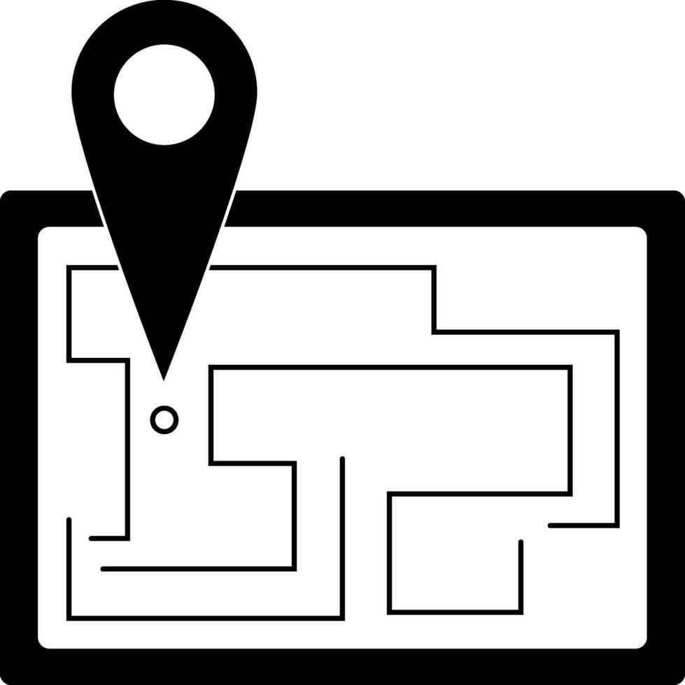 rota localização mapa com empurrar alfinete. glifo ícone ou símbolo. vetor