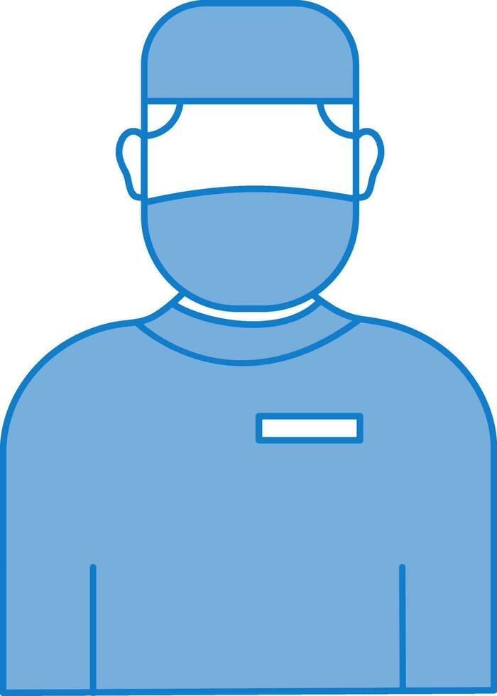 cirurgião médico vestem mascarar ícone dentro azul e branco cor. vetor