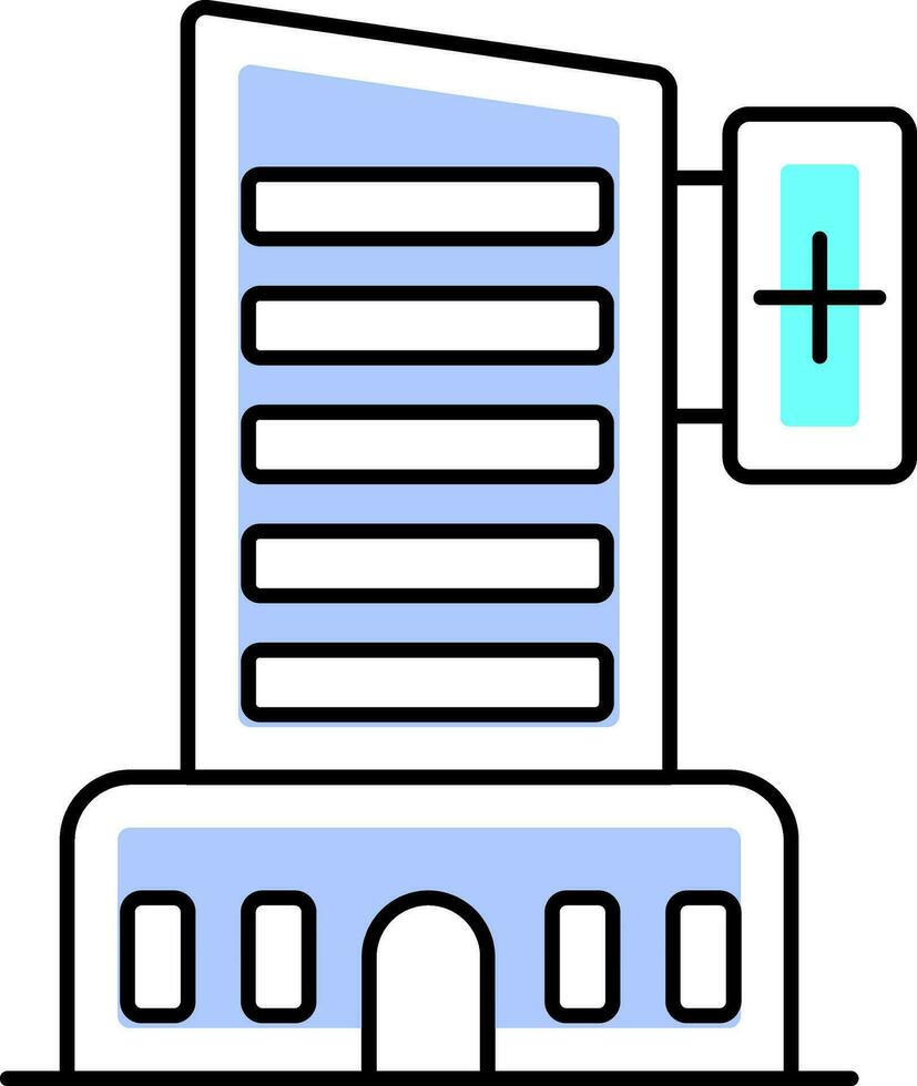 azul e branco hospital construção ícone. vetor