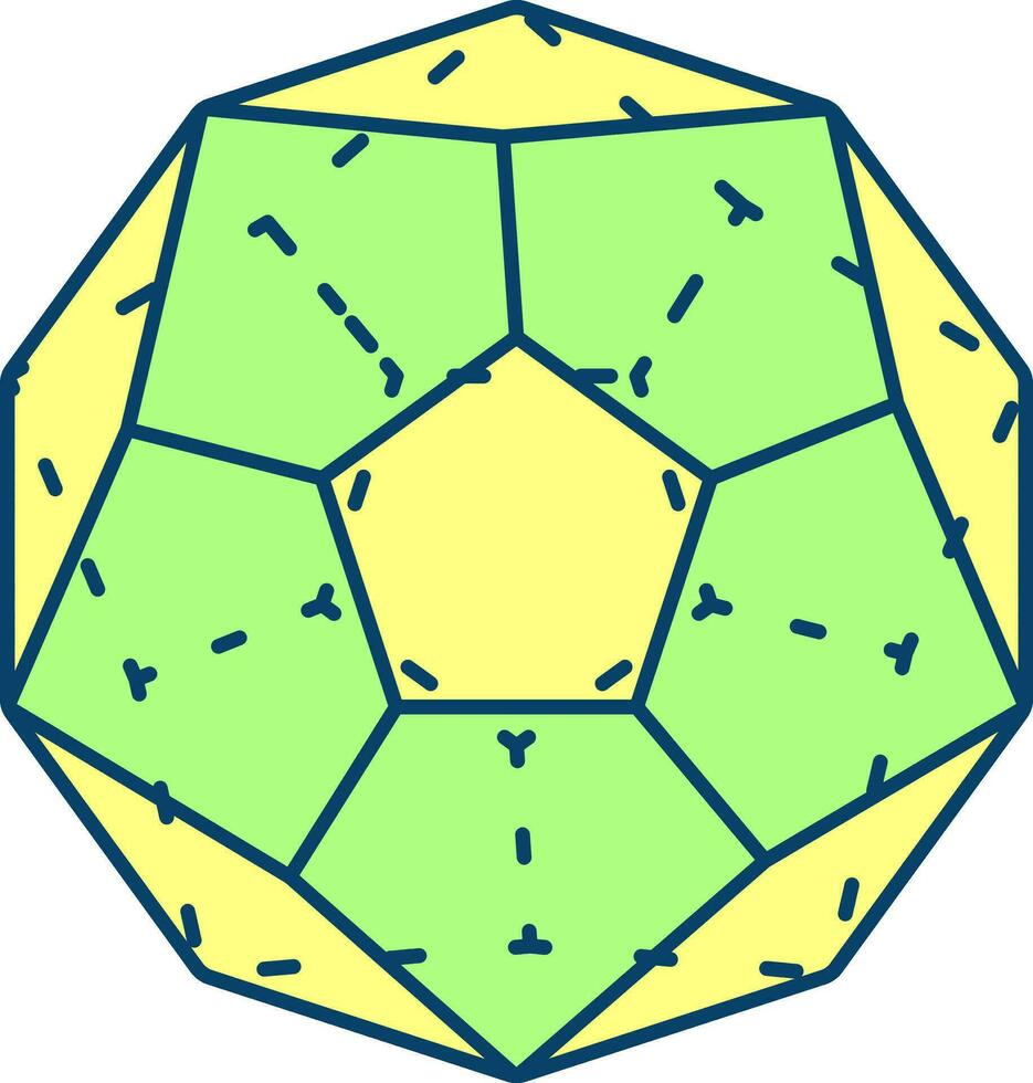 dodecaedro ícone ou símbolo dentro verde e amarelo cor. vetor