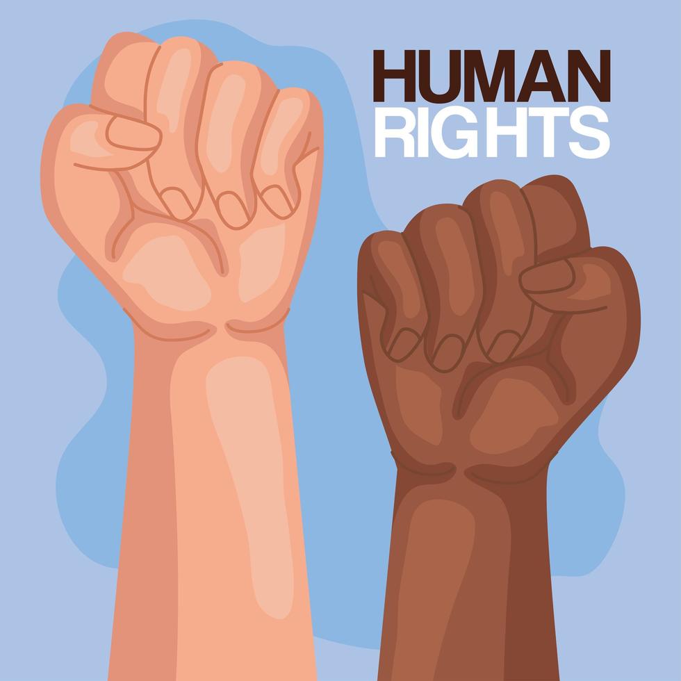 direitos humanos com os punhos para cima desenho vetorial vetor