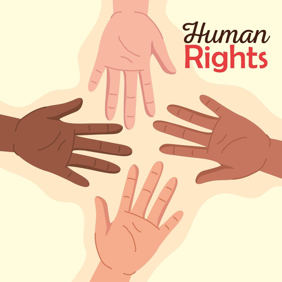 direitos humanos com diversidade mãos vetor design