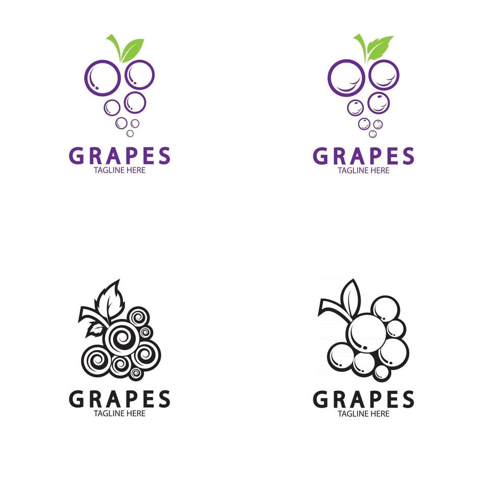 ícone do logotipo de vetor de uvas isolado