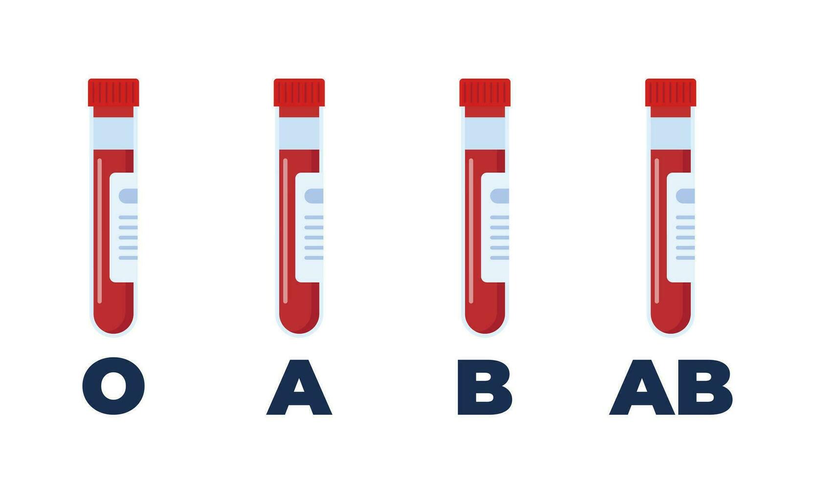 sangue teste tubos com sangue tipos. sangue grupo vetor ícones.