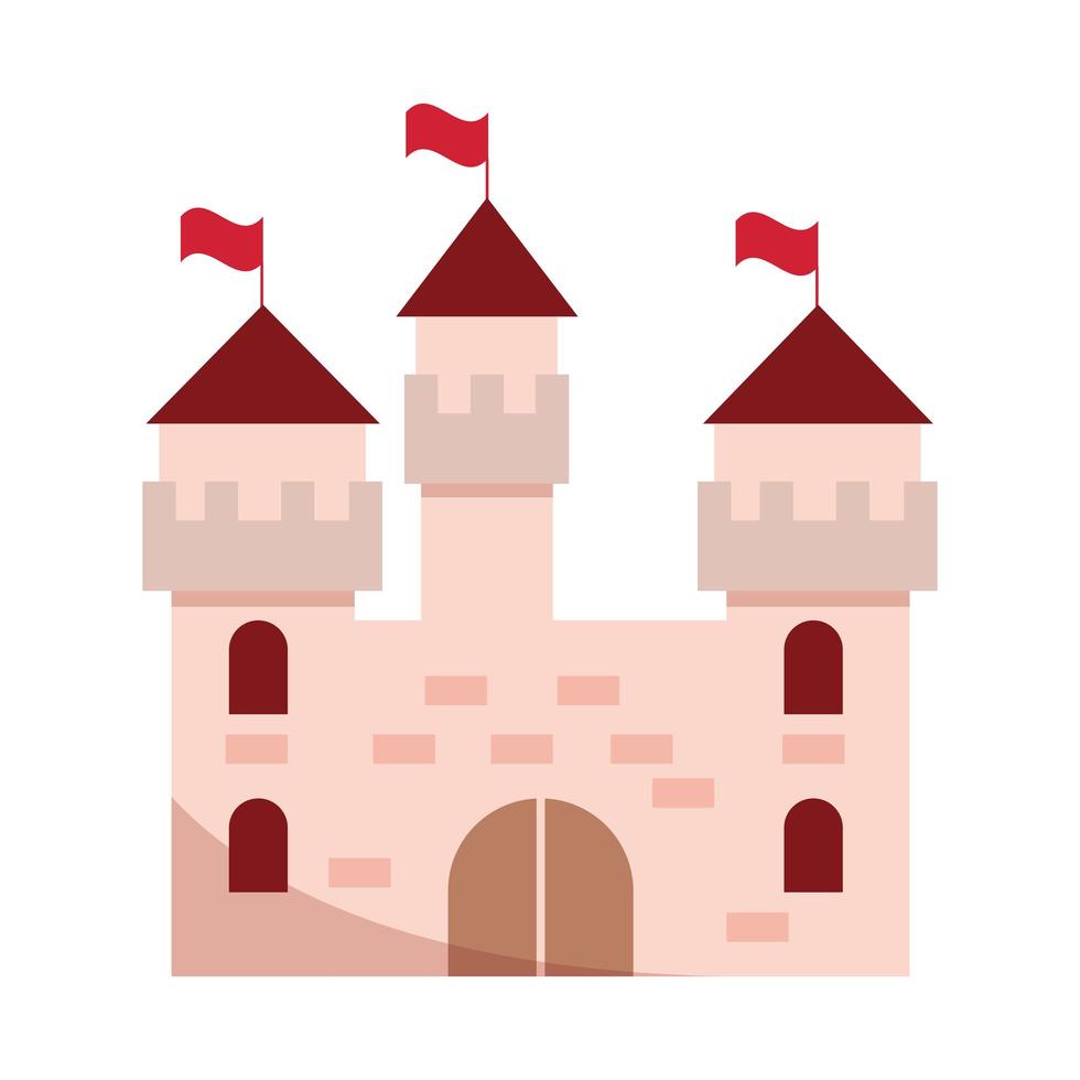 reino da fantasia do castelo com design isolado de bandeiras vetor