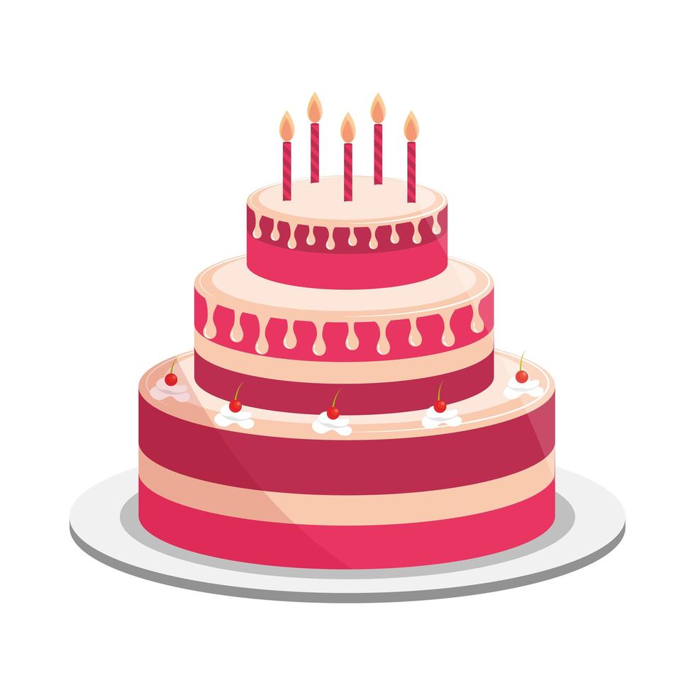 bolo de aniversário festa de velas vetor