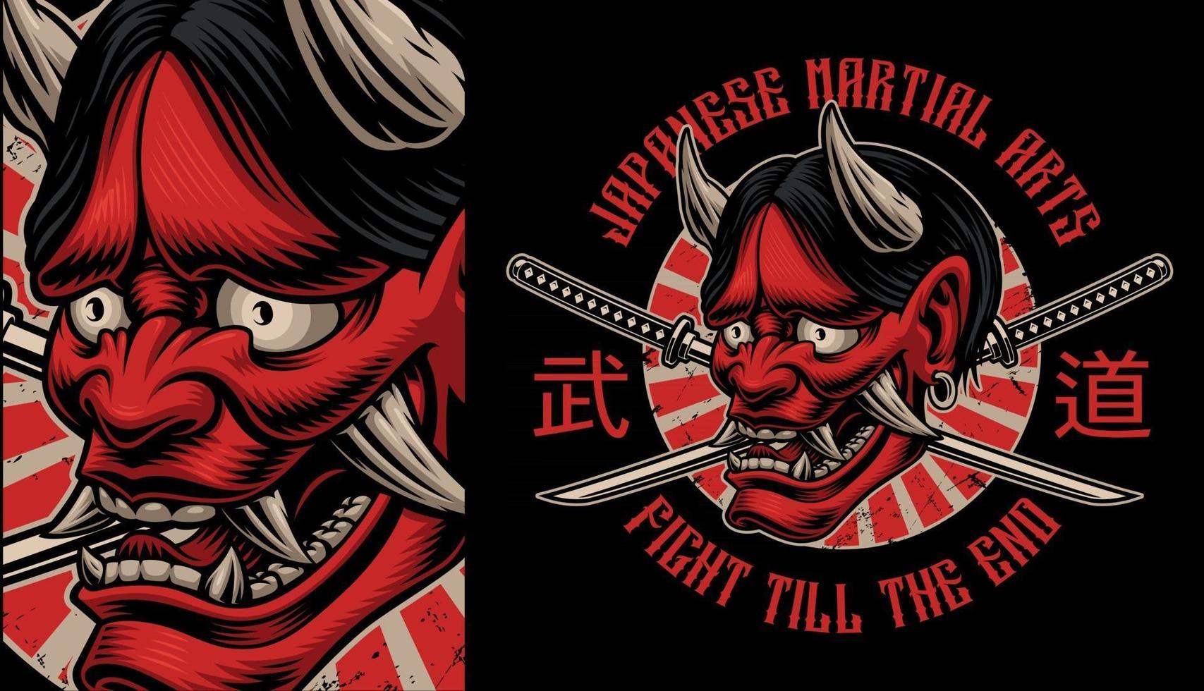 design de camisa oni demon japonesa vetor