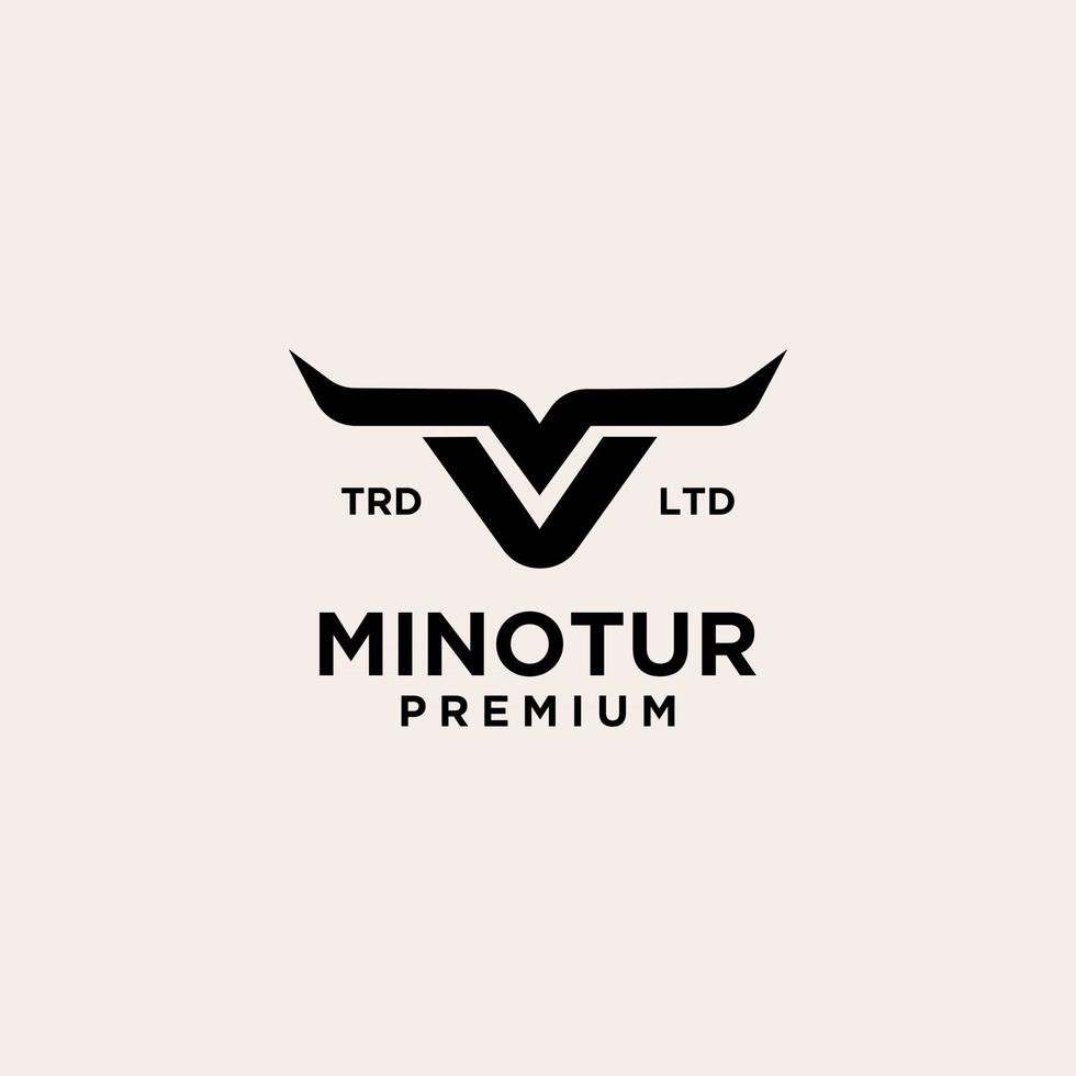 minotauro vaca logotipo vintage ícone ilustração premium vetor