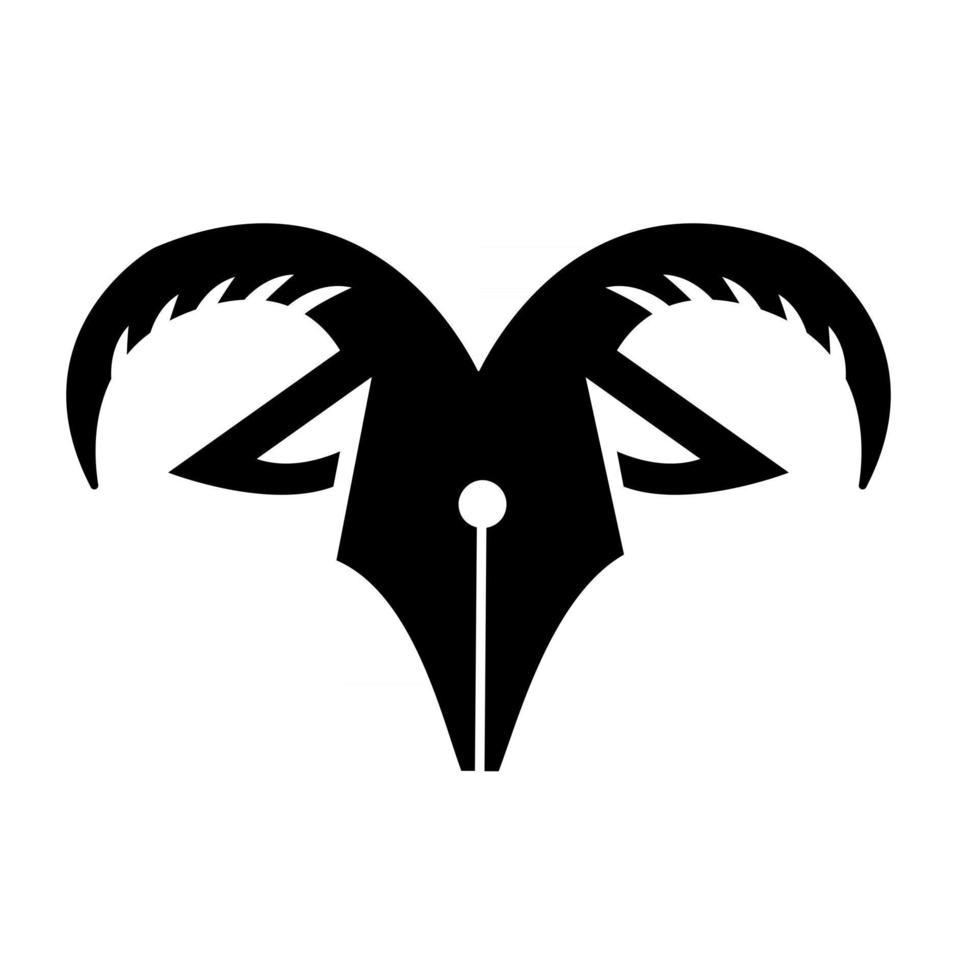 Caneta de cabra com chifres de logotipo preto ícone ilustração vetorial design vetor