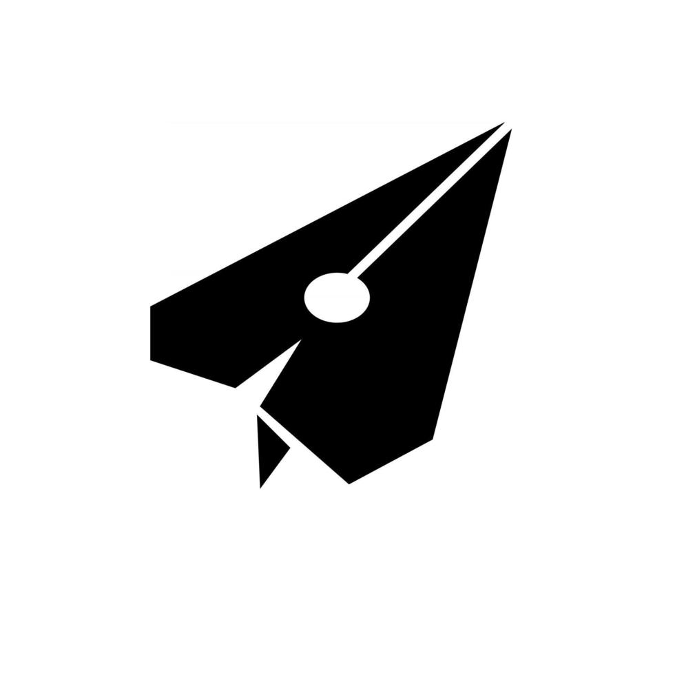 viagem blogueiro aventura logotipo conceito papel avião com ícone de ponta de caneta ilustração vetorial vetor