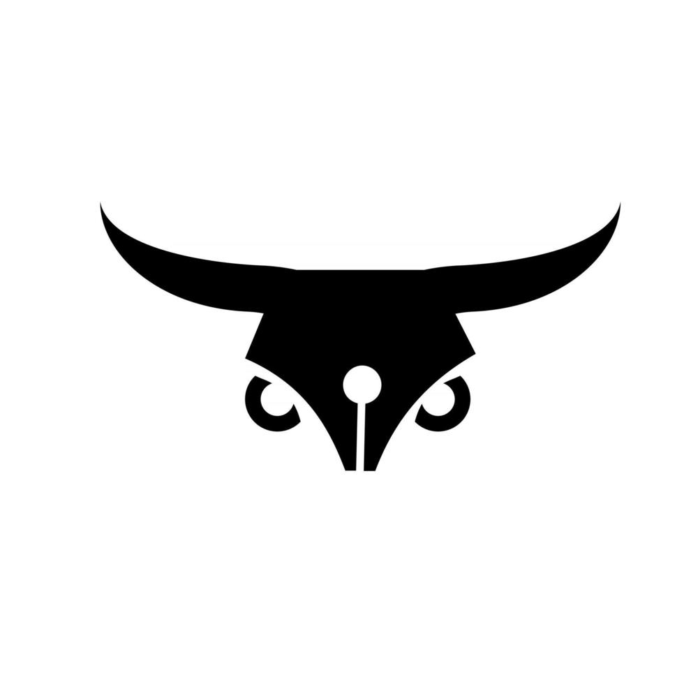 conceito de logotipo de caneta de coruja caneta inteligente pássaro geek coruja com caneta-tinteiro bico ícone ilustração vetorial vetor