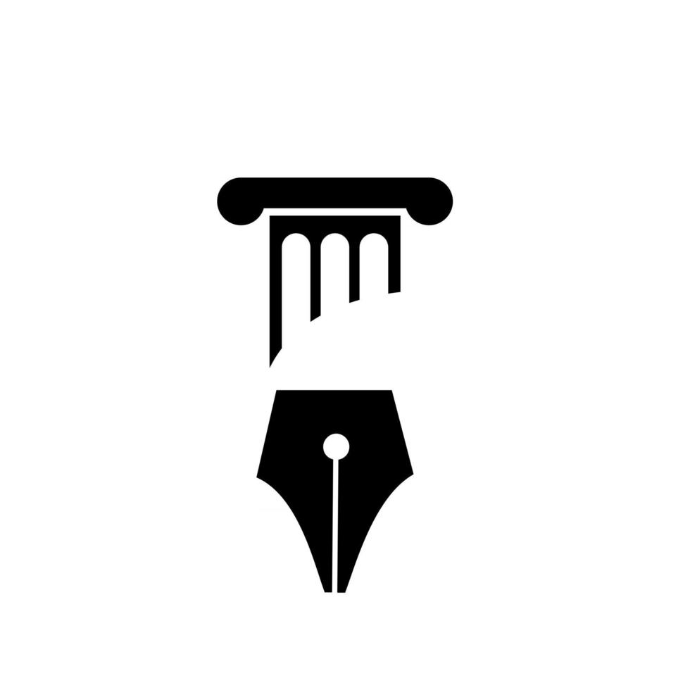 pilares de conceito de logotipo de lei com desenho de ilustração de ícone vetorial de ponta vetor