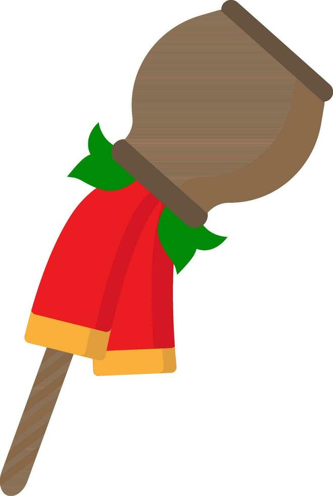 bambu bastão com vermelho pano e manga folhas para Ugadi ou gudi Padwa colorida ícone. vetor