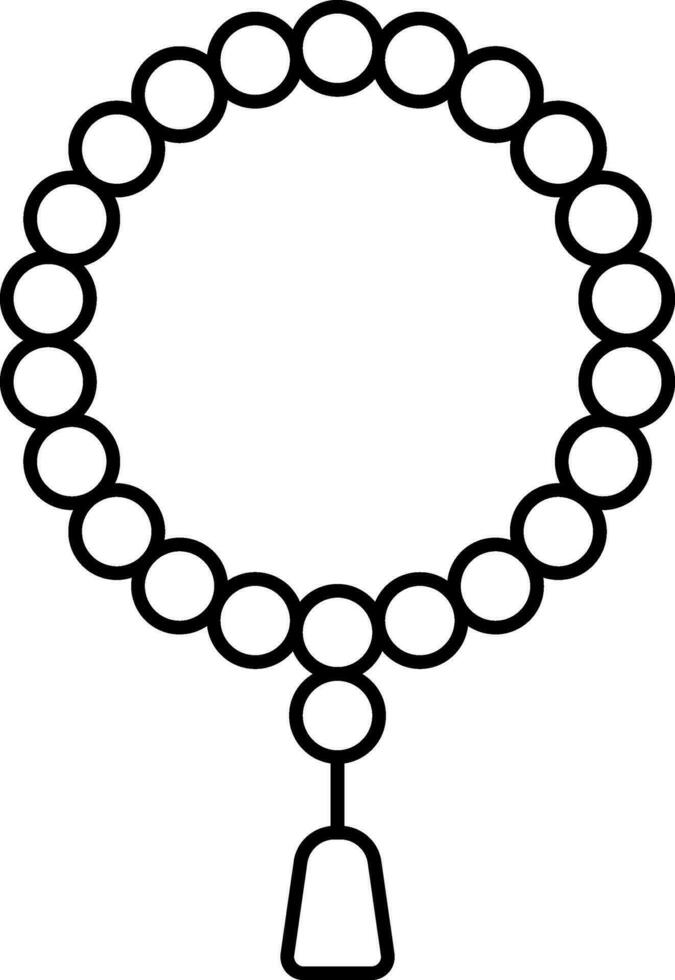 Preto fino linha arte tasbih plano ícone. vetor