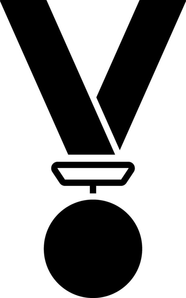 Preto e branco medalha com fita plano ícone. vetor