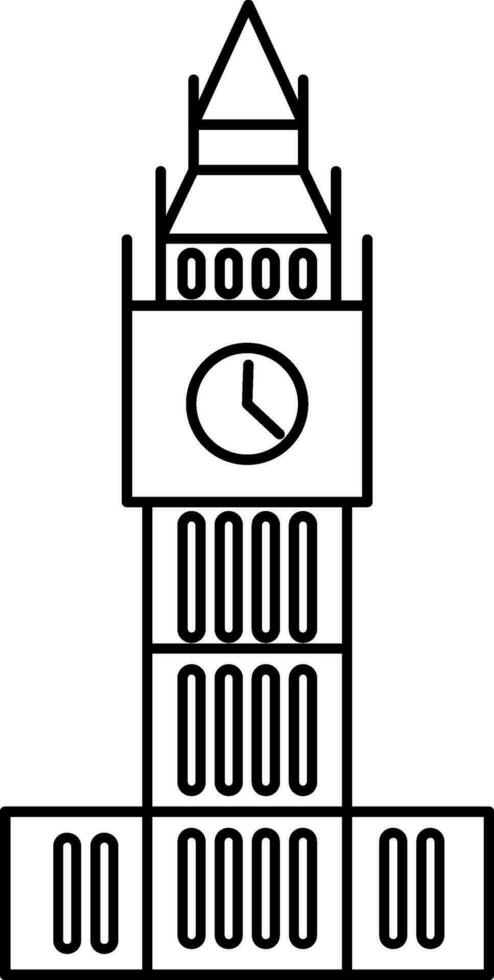 relógio torre ícone dentro Preto contorno. vetor