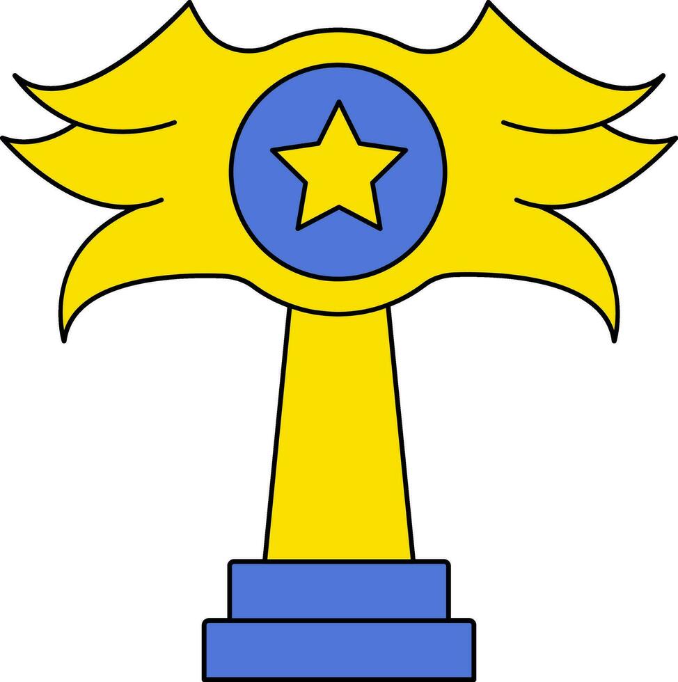 moderno troféu ícone dentro azul e amarelo cor. vetor