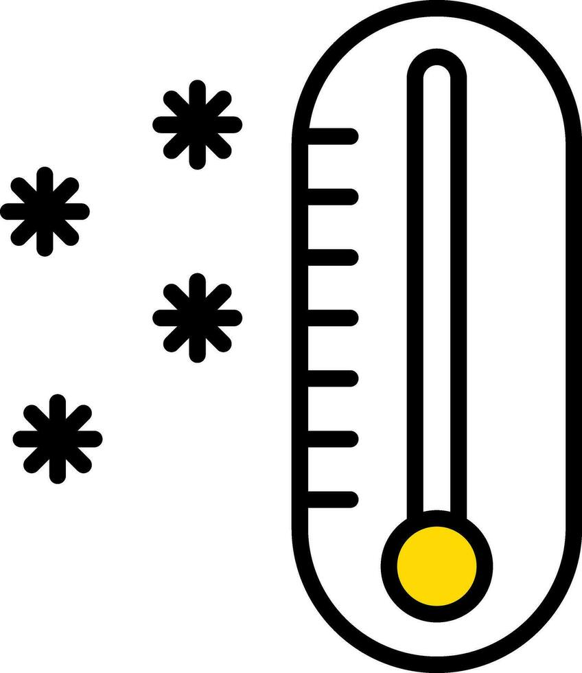 amarelo e branco frio termômetro ícone ou símbolo. vetor