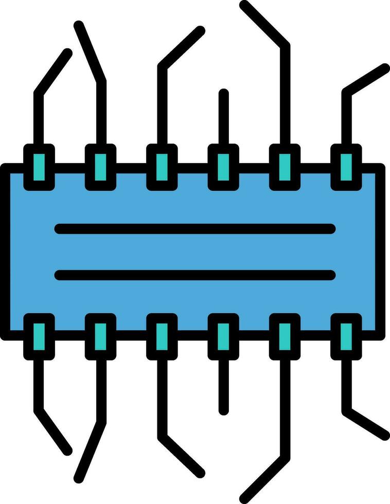 integrado o circuito lasca ícone dentro azul cor. vetor
