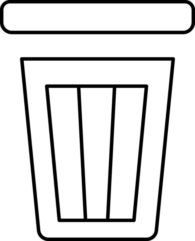 Preto esboço caixote de lixo ícone ou símbolo. vetor