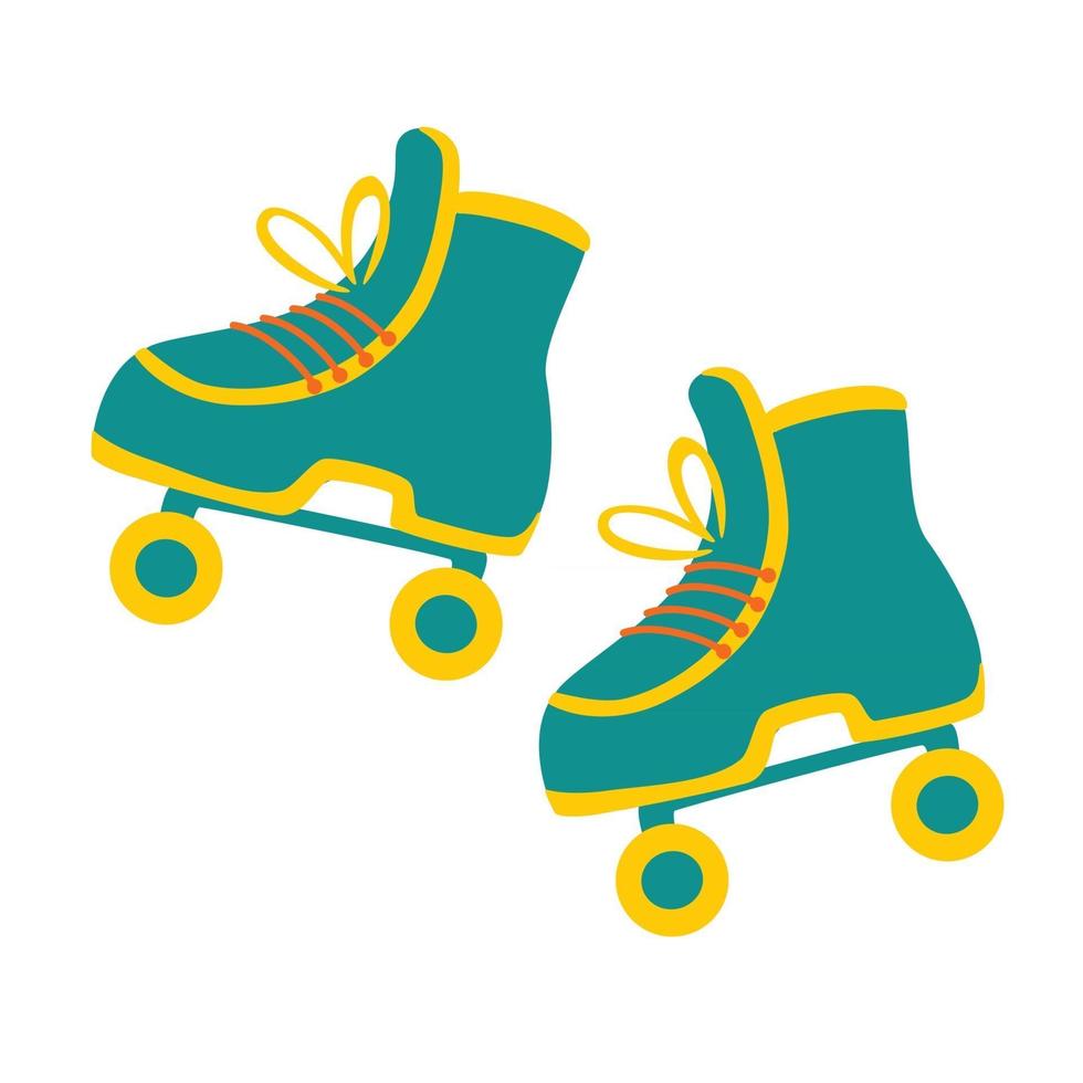 estilo skate patins retrô ícone moderno estilo vintage acessórios para recreação de verão e esportes ilustração plana de vetor desenho animado