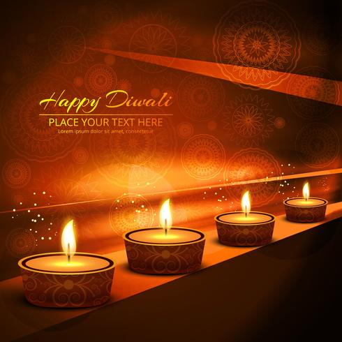 Feliz diwali diya óleo lâmpada festival fundo ilustração vetor