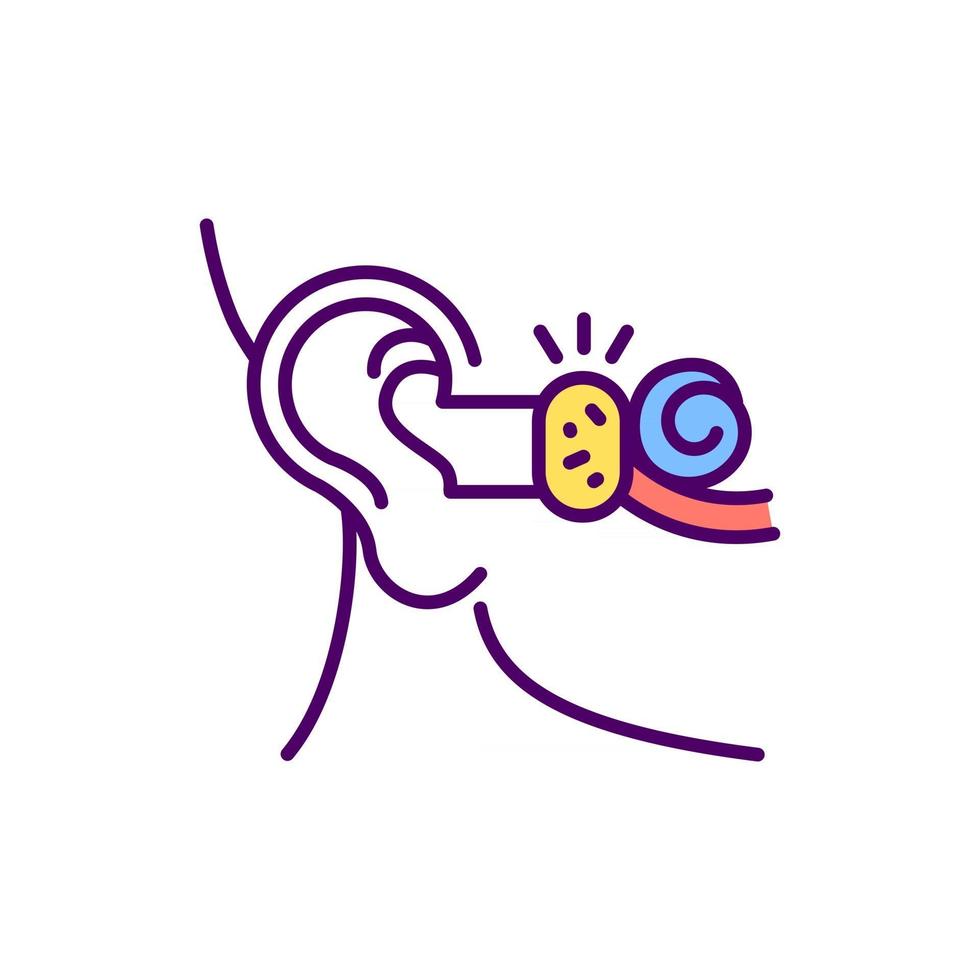 ícone de cor rgb de bloqueio de cera de ouvido vetor