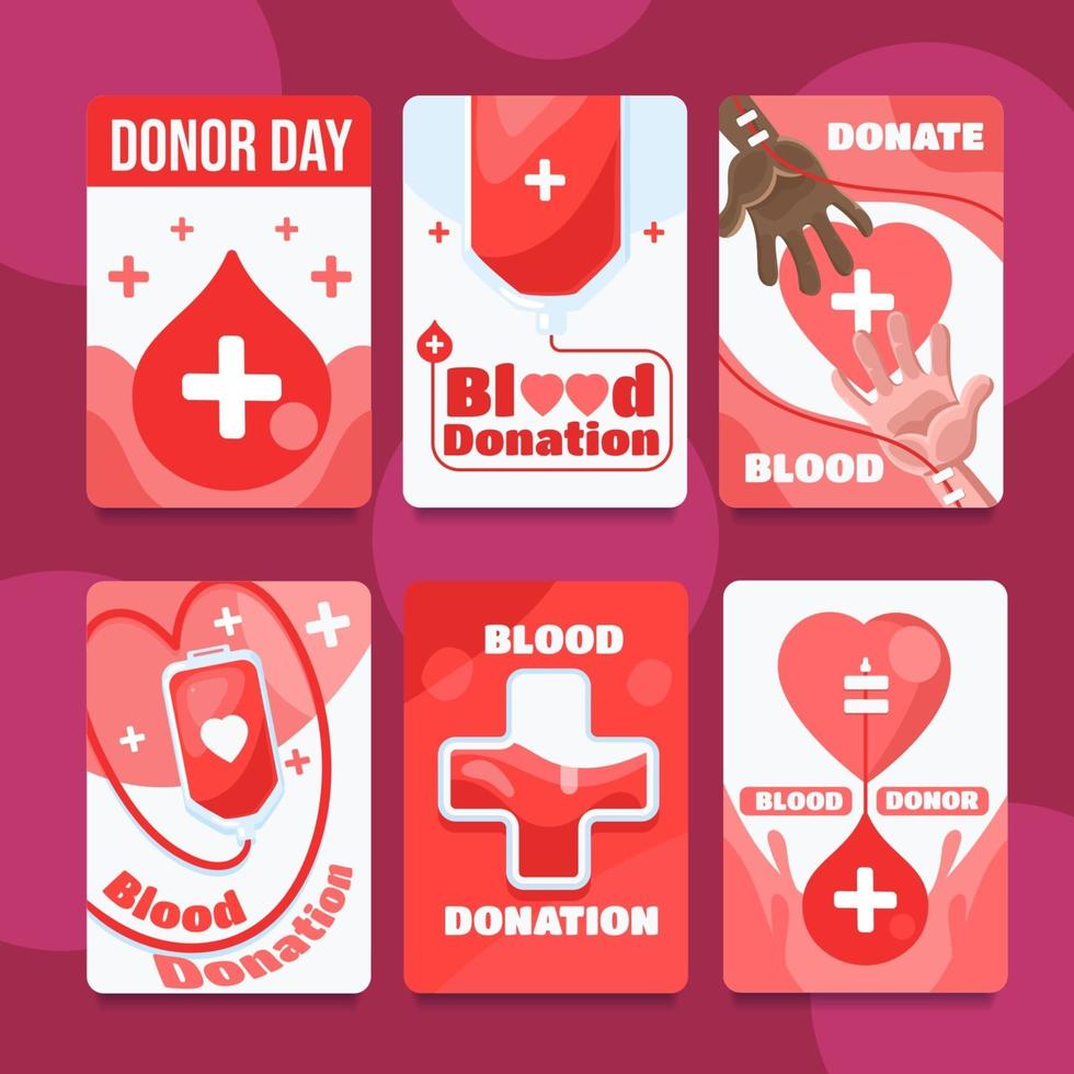 cartões simples e divertidos de doadores de sangue vetor