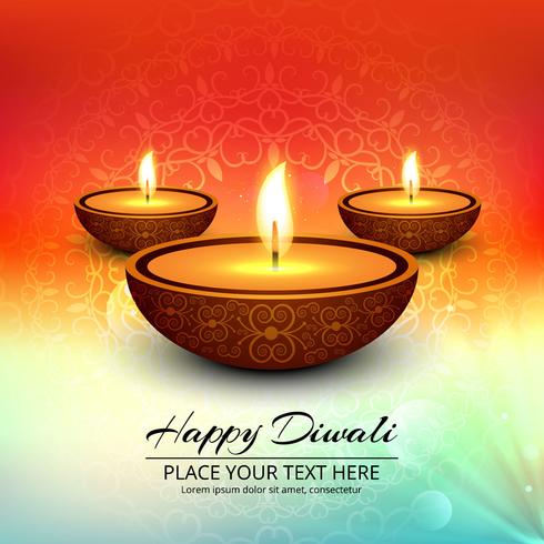 Feliz diwali diya óleo lâmpada festival fundo ilustração vetor