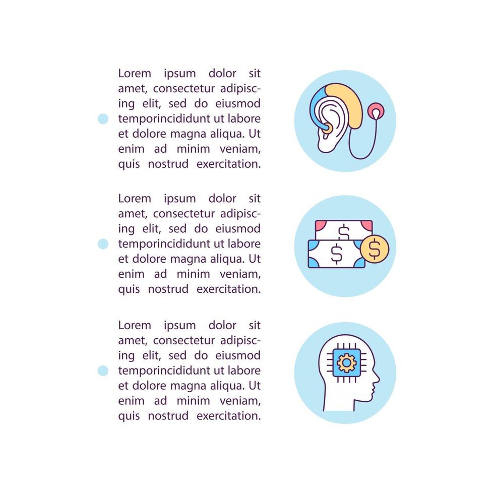 ícones de linha de conceito de custo de aparelhos auditivos com texto vetor